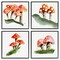 Stupell Industries Red Spotted Mushrooms 4 pc Framed Giclee Wall Art Set Design by Alexandria Gilbert Kincaid